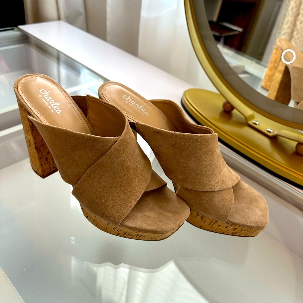 Charles David suedes platform heels.